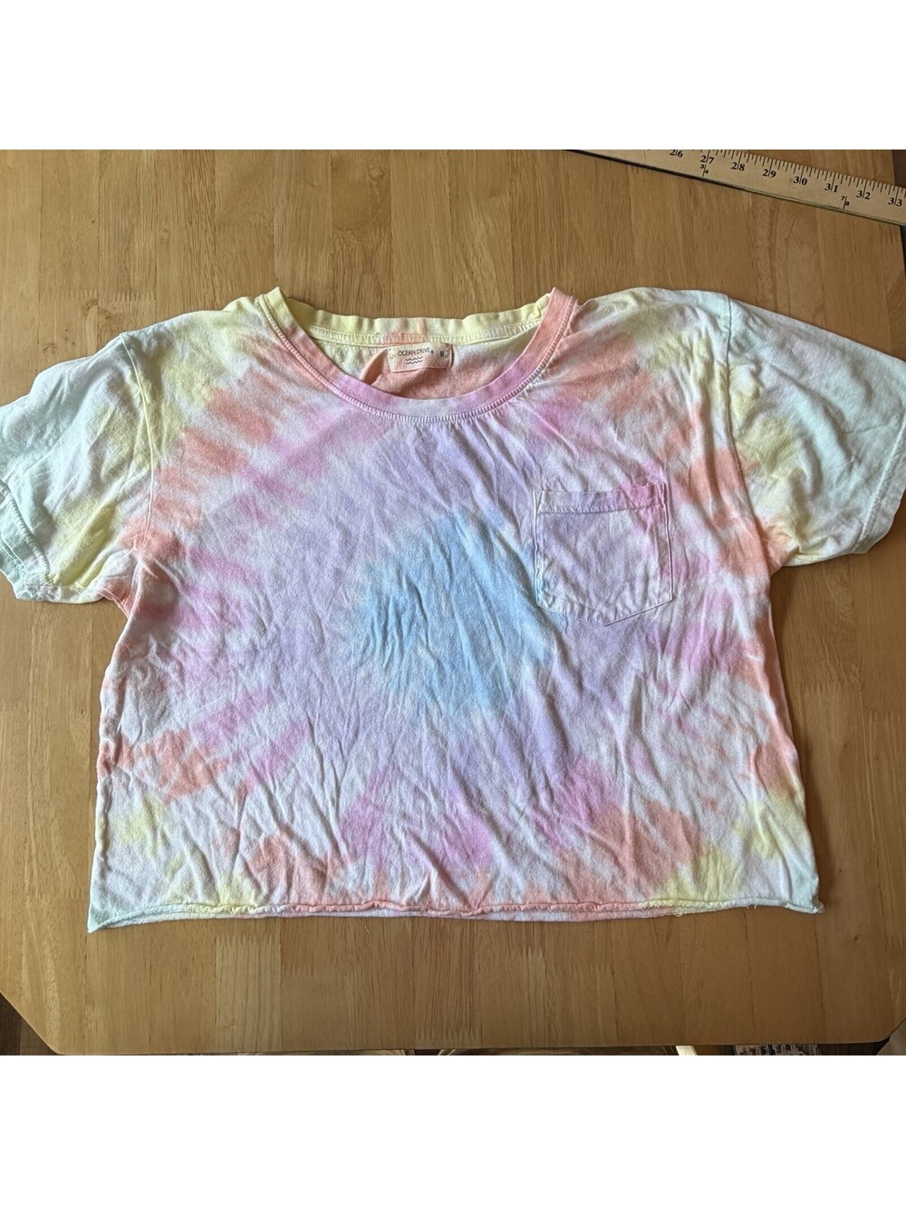Ocean Drive Women's Multicolor Tie-Dye Pocket Crew Neck Jersey T-Shirt M